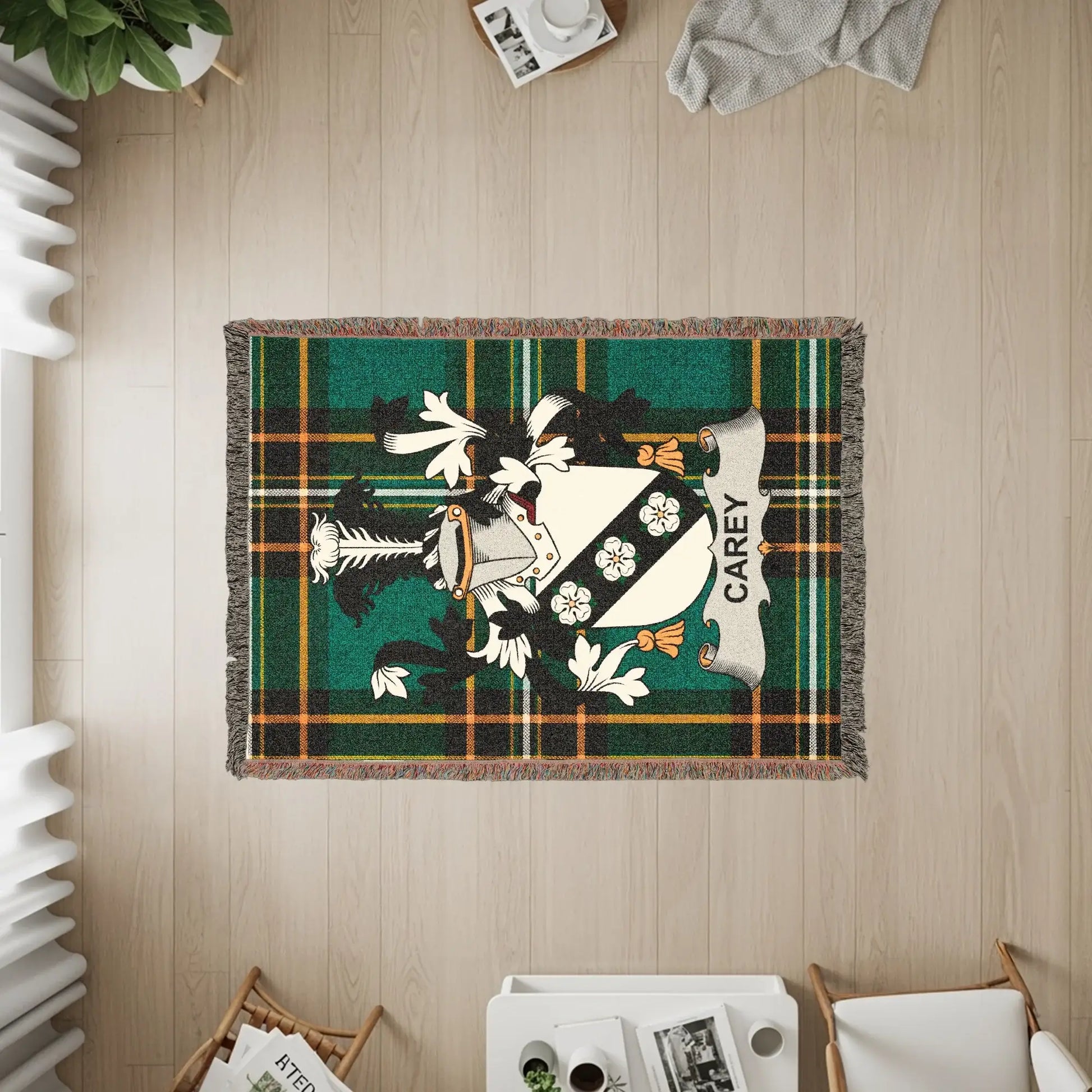 Carey Family Crest Green Plaid Blanket product type