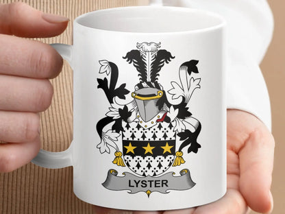 Lyster Surname Irish Family Crest Mug - Celtic Ancestry Gifts