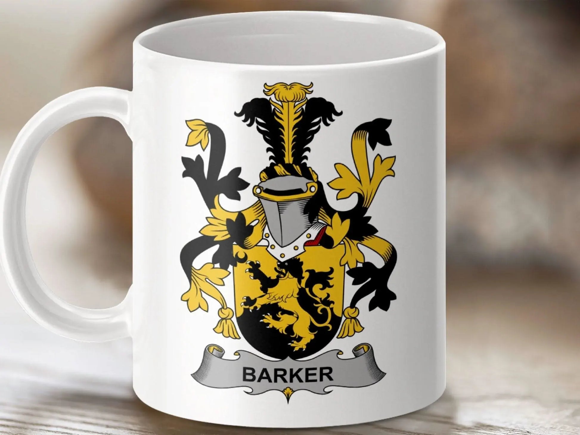 Barker Surname Irish Family Crest Design Graphic Mug - Celtic Ancestry Gifts