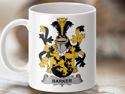 Barker Surname Irish Family Crest Design Graphic Mug - Celtic Ancestry Gifts