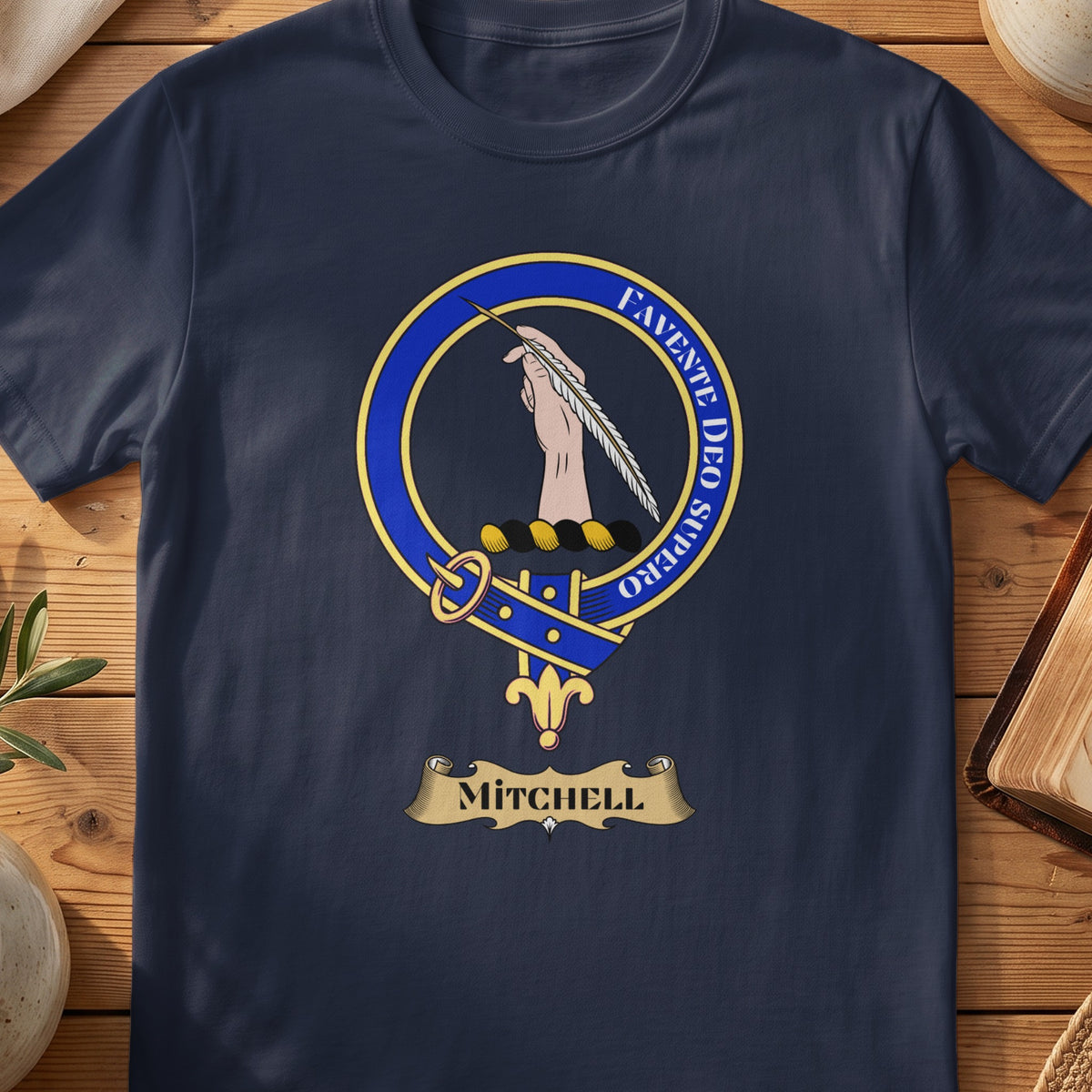 Mitchell Family Crest Navy T-shirt design