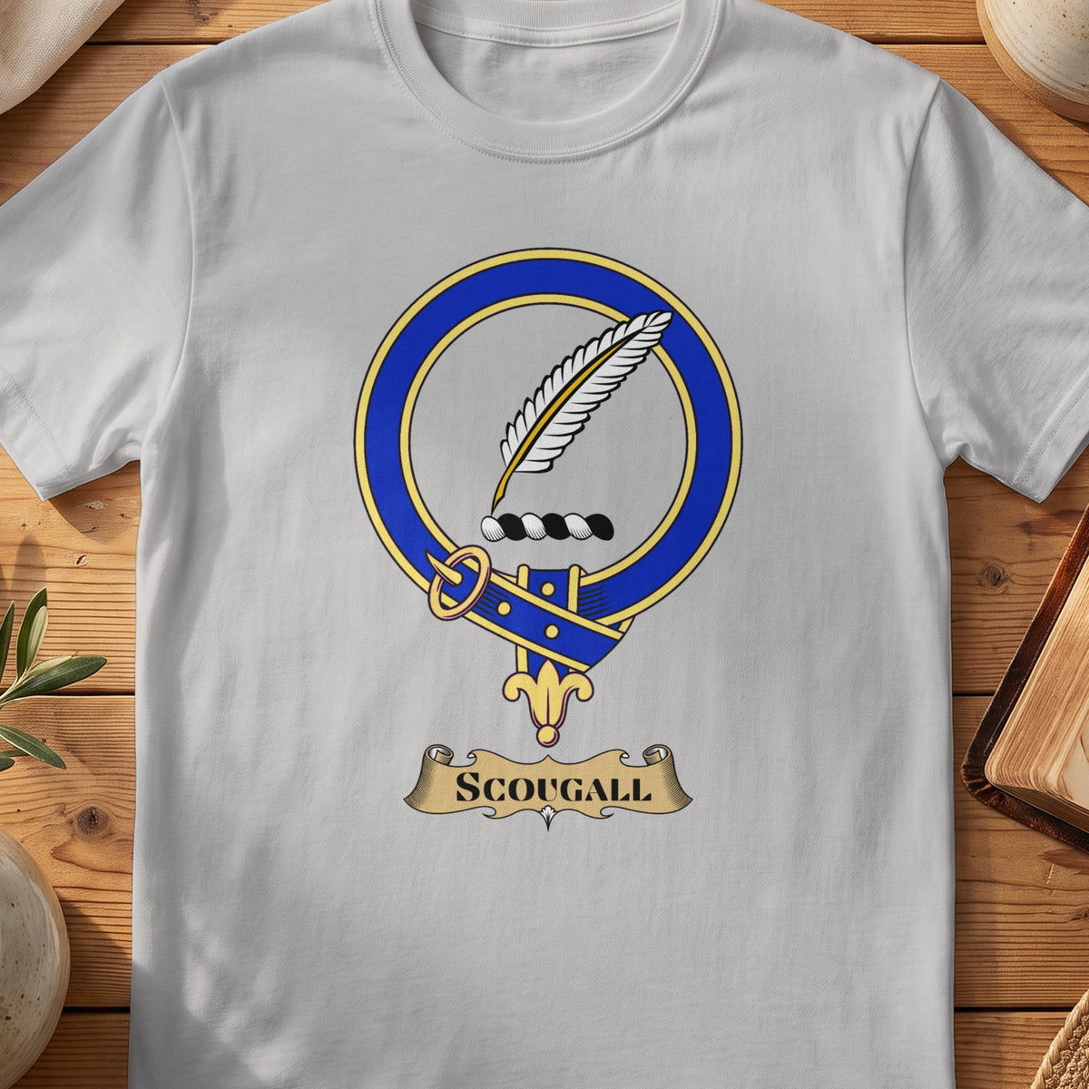 Scougall Scottish clan crest T-shirt in Sport Grey