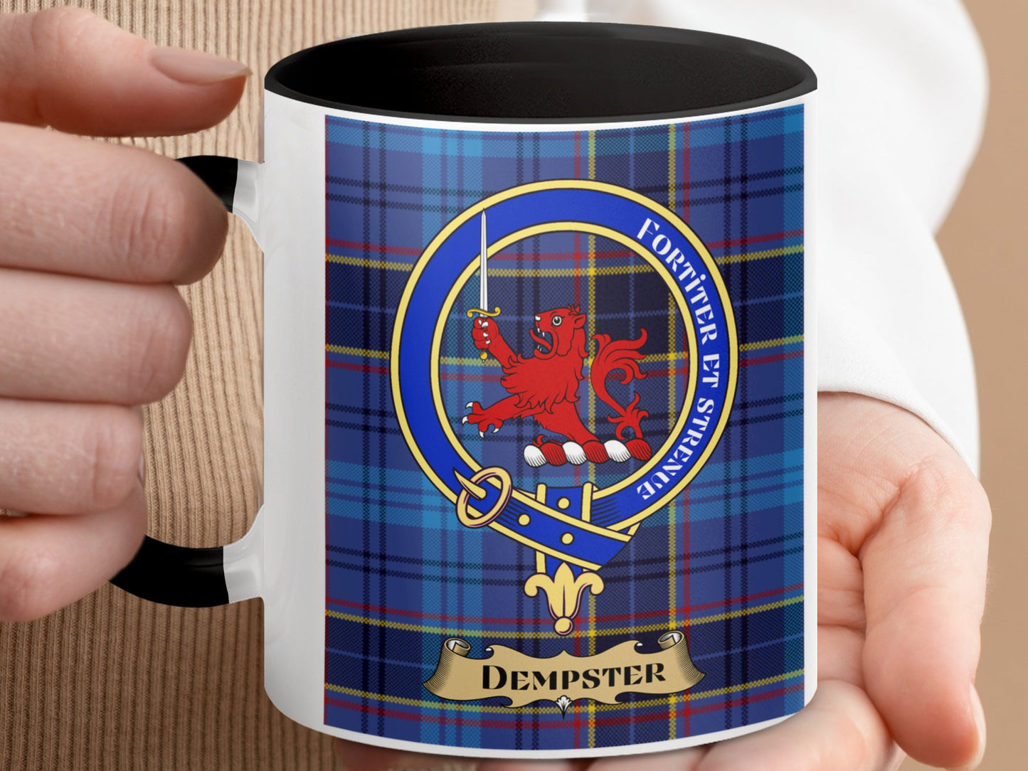 Dempster Scottish Clan Tartan Crest Mug - Living Stone Gifts