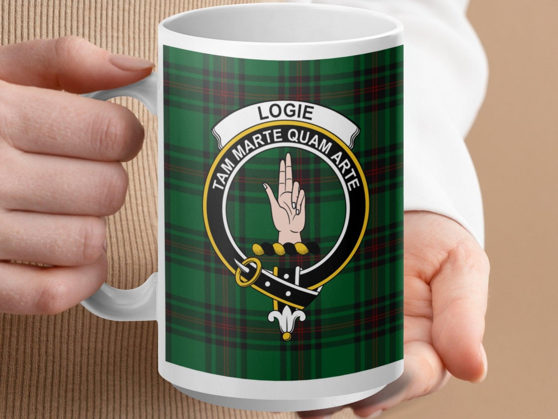 Scottish Clan Logie Tartan Crest Plaid Design Mug - Living Stone Gifts