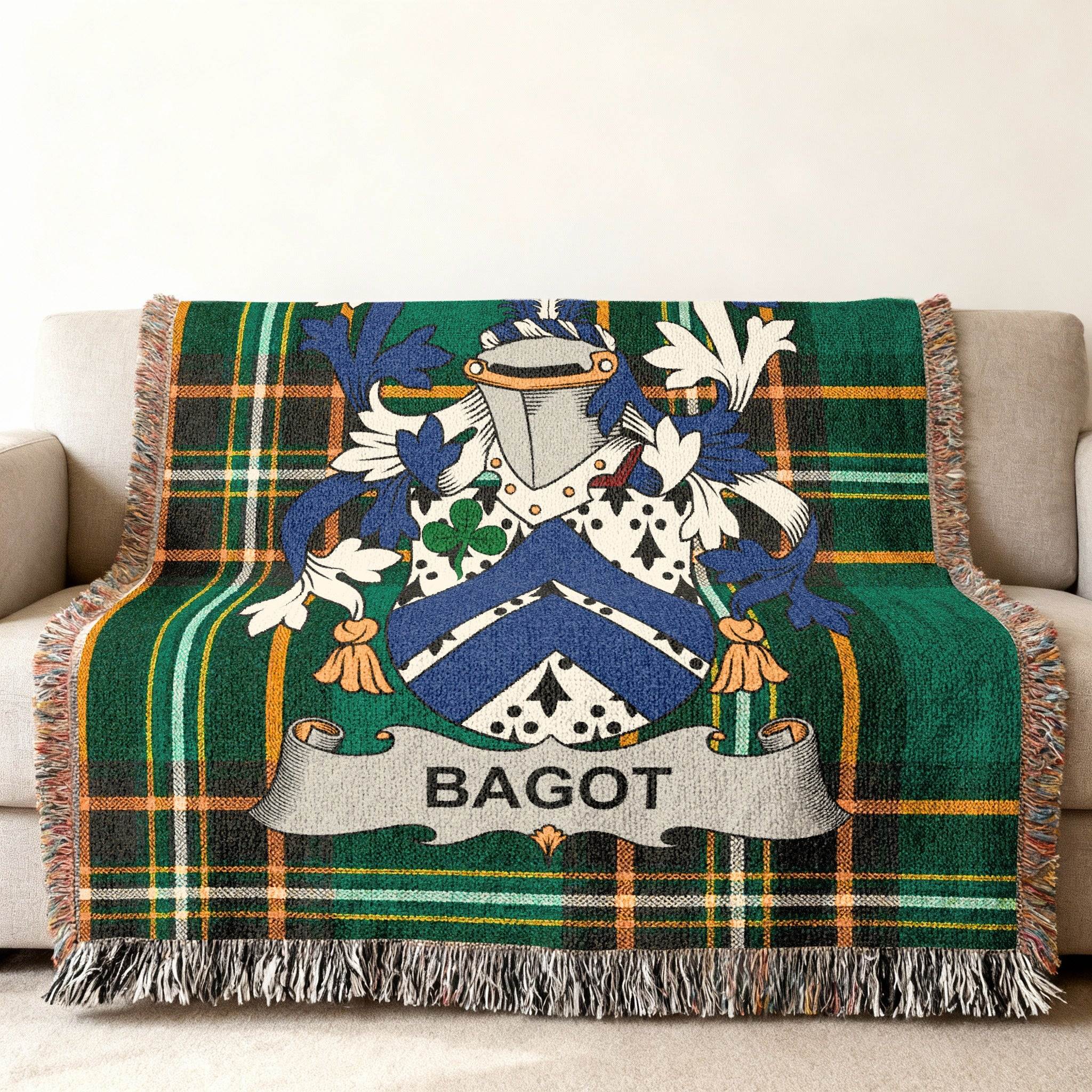 Bagot Shield Green Plaid Tartan Blanket product type