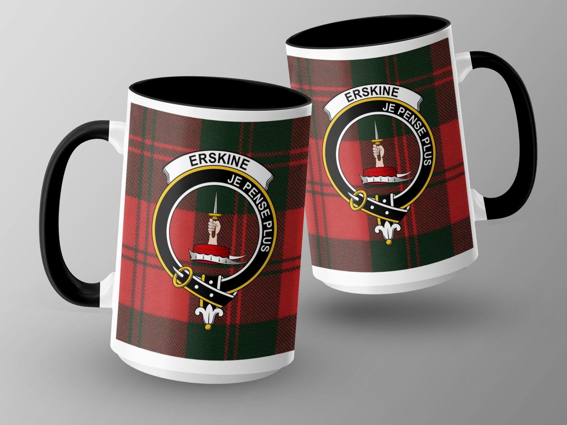 Clan Erskine Tartan Plaid Crest Design Coffee Mug - Living Stone Gifts