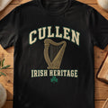 Cullen Irish Heritage black Gildan 64000 T-shirt with Celtic harp design