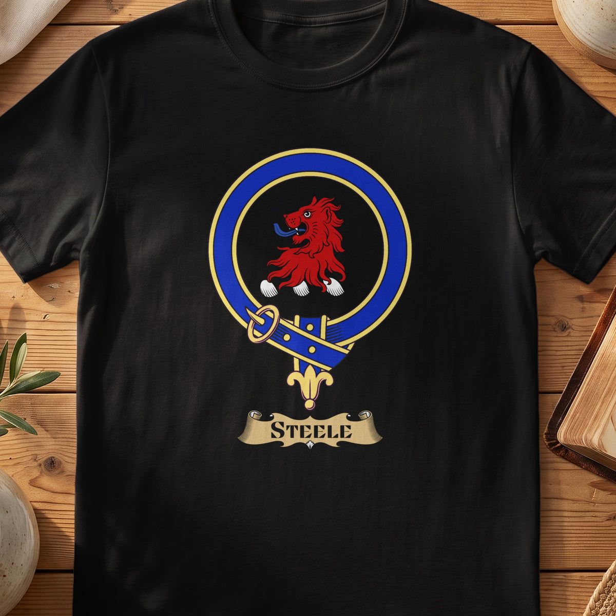 Steele Scottish clan crest T-shirt in Black