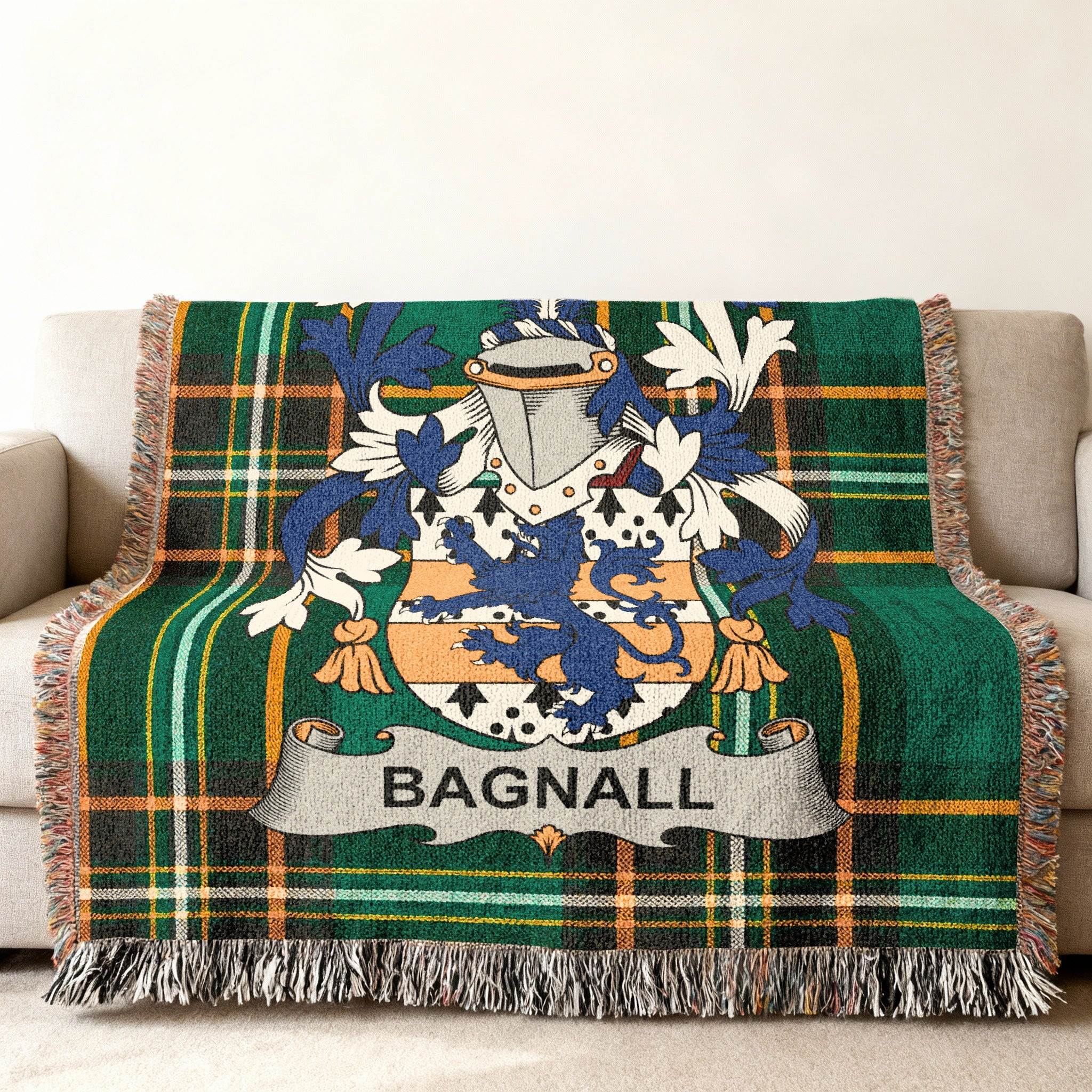 Bagnall Family Crest Plaid Throw Blanket product type
