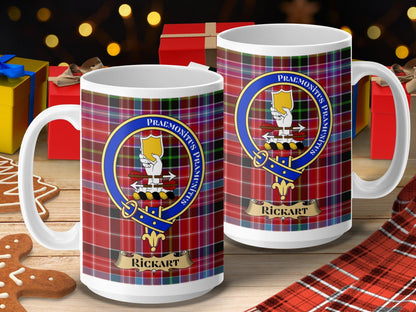 Rickart Scottish Clan Crest Tartan Pattern Mug - Living Stone Gifts