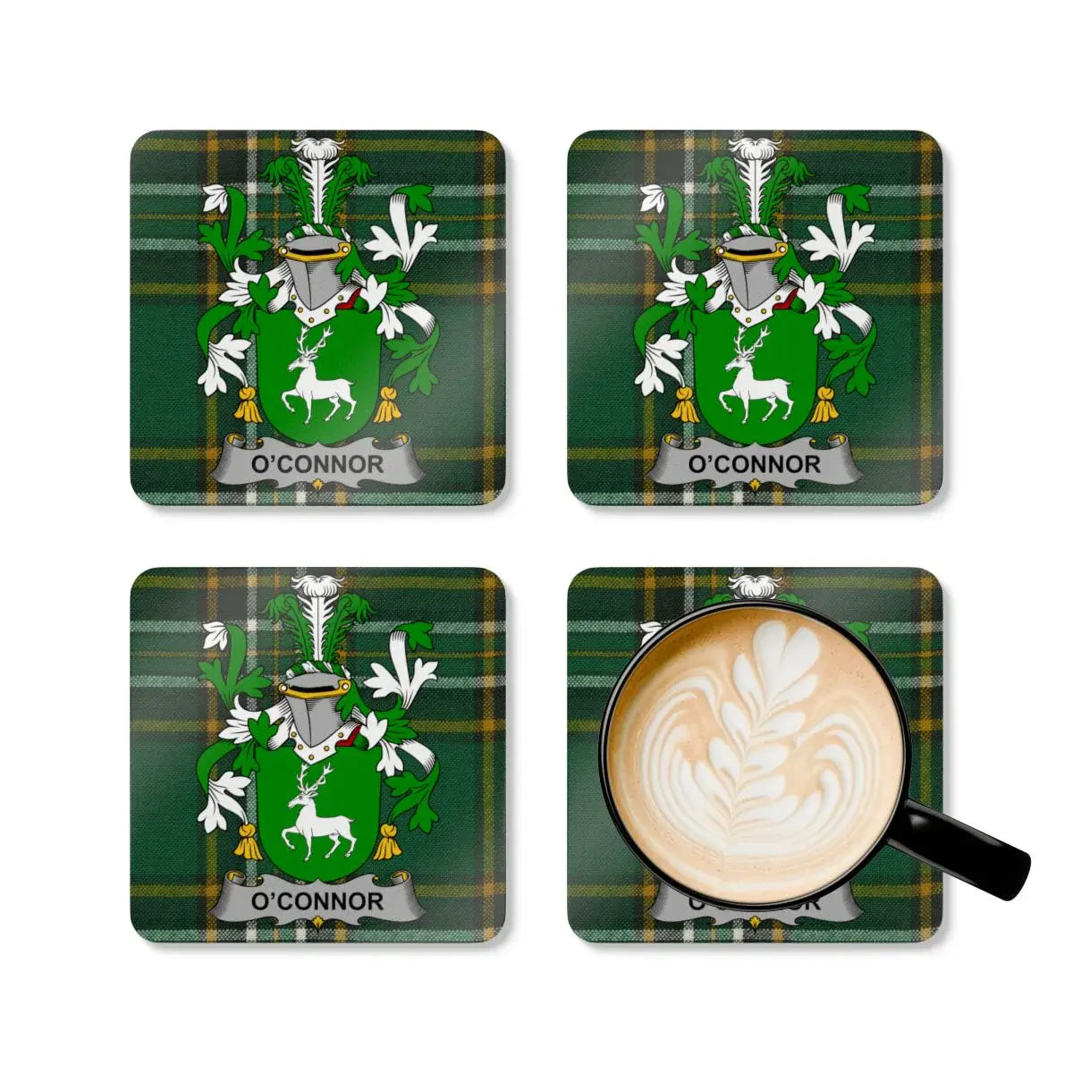 O'Connor Family Crest Tartan Plaid Coasters product