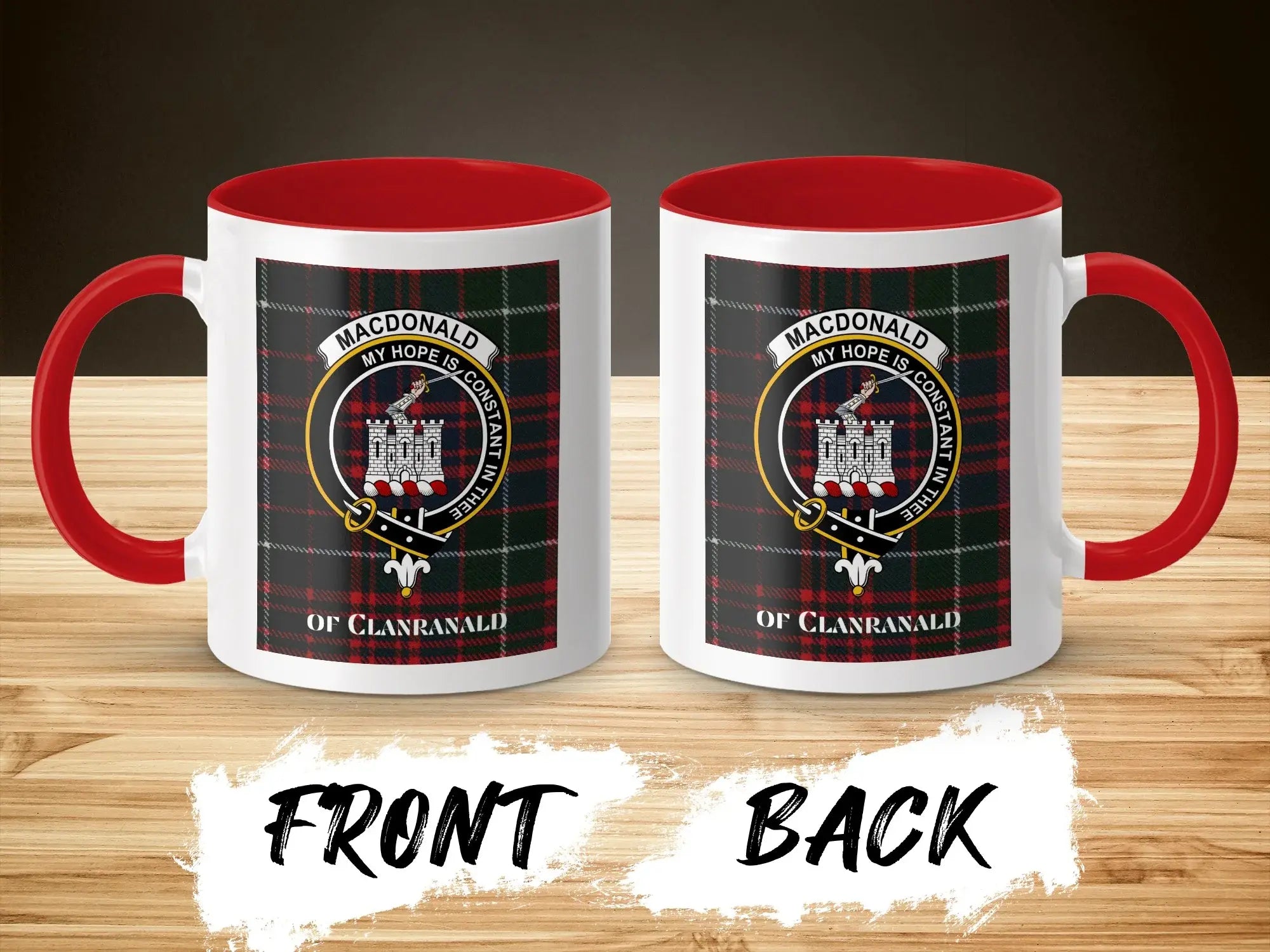 MacDonald of Clanranald crest custom ceramic mug — 11oz glossy ceramic with clan heraldic design