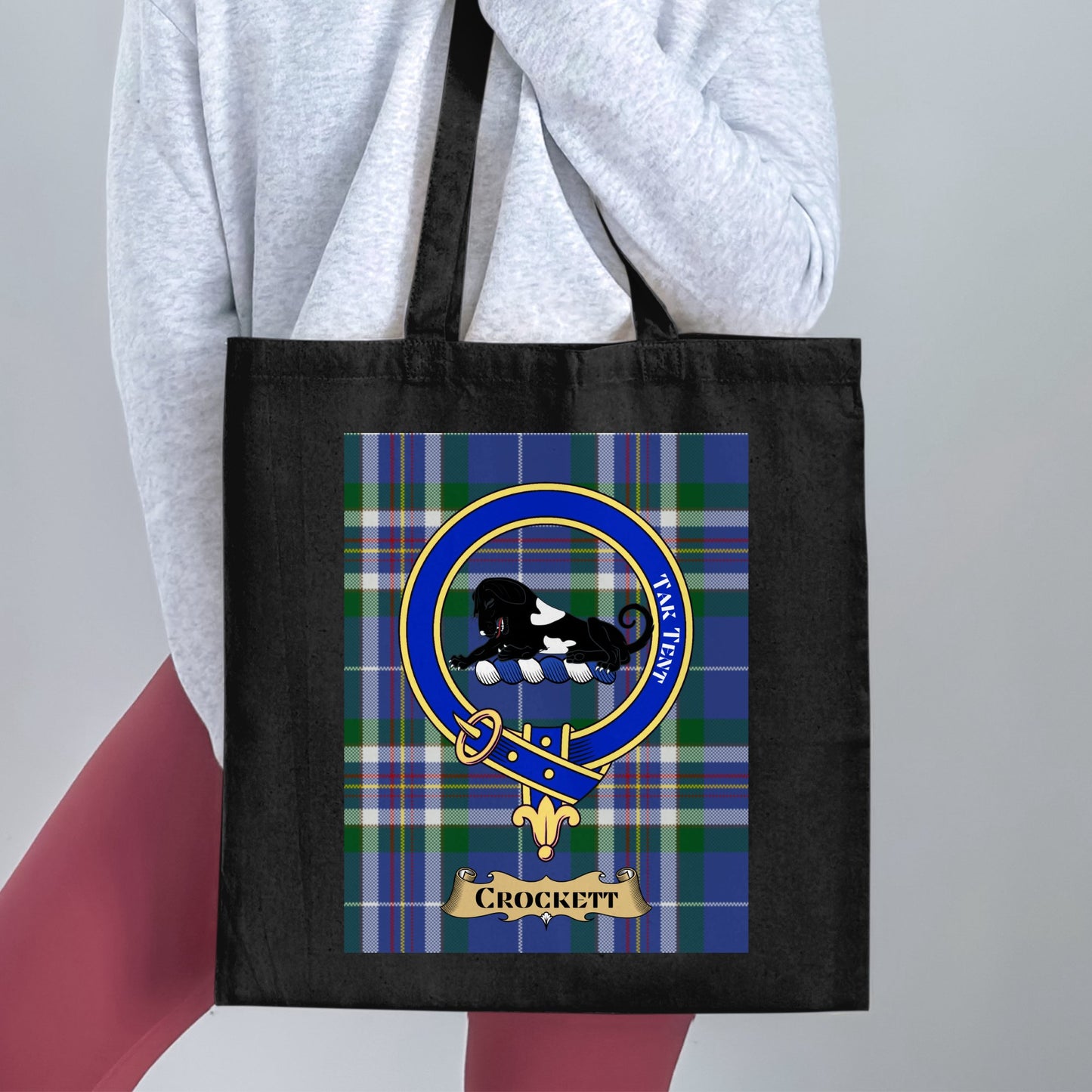 Crockett Clan Scottish Tartan Background Tote Bag - Living Stone Gifts