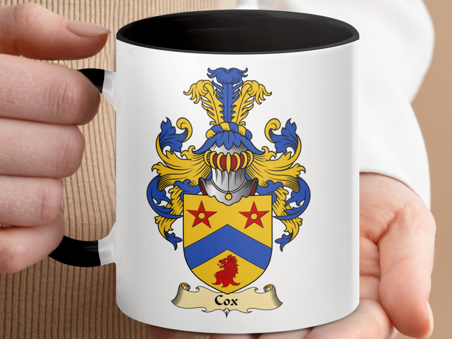 Clan Cox Scottish Clan Coat of Arms Accent Coffee Mug - Living Stone Gifts