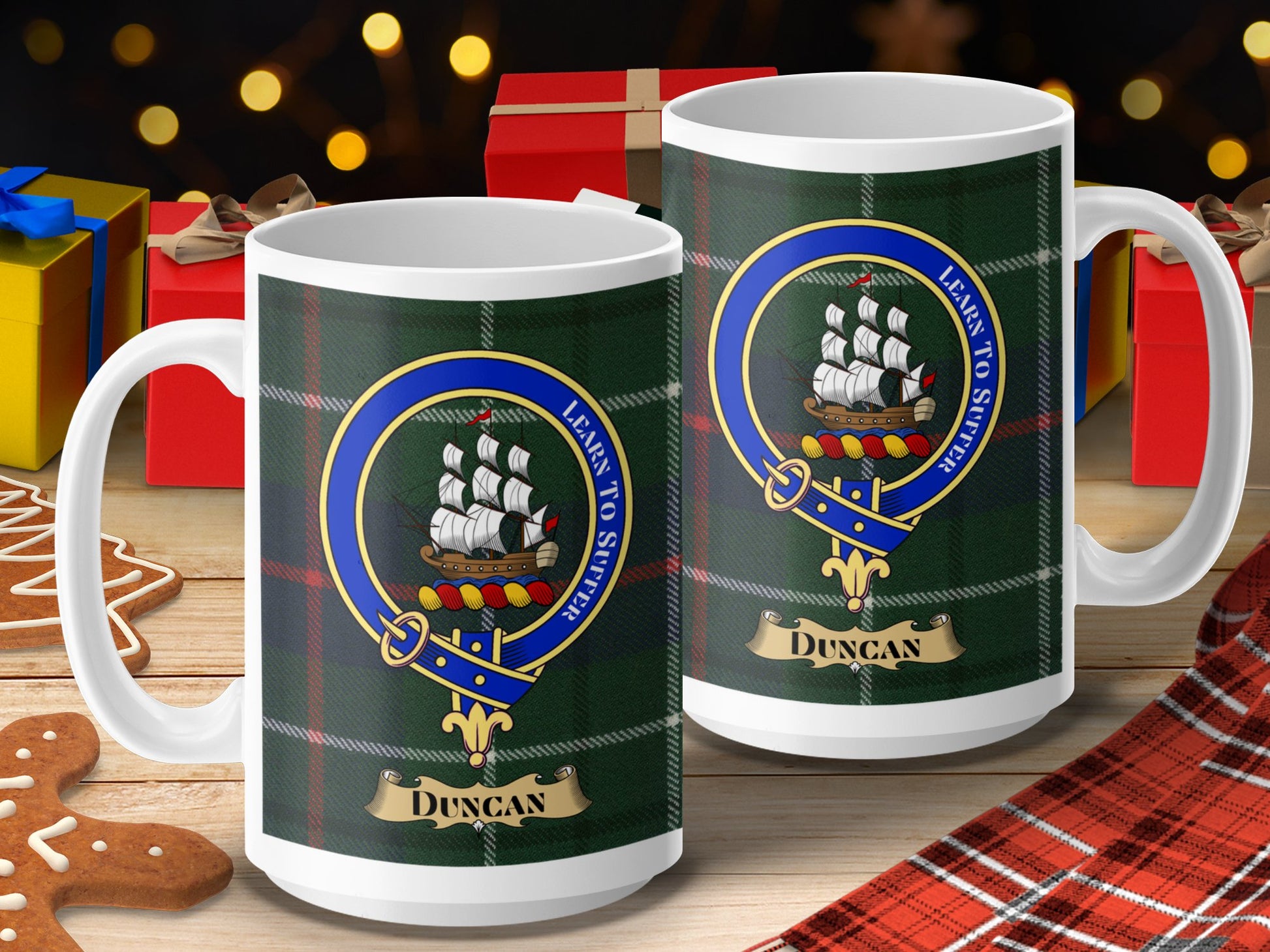 Duncan Tartan Clan Badge with Ship Design Mug - Living Stone Gifts