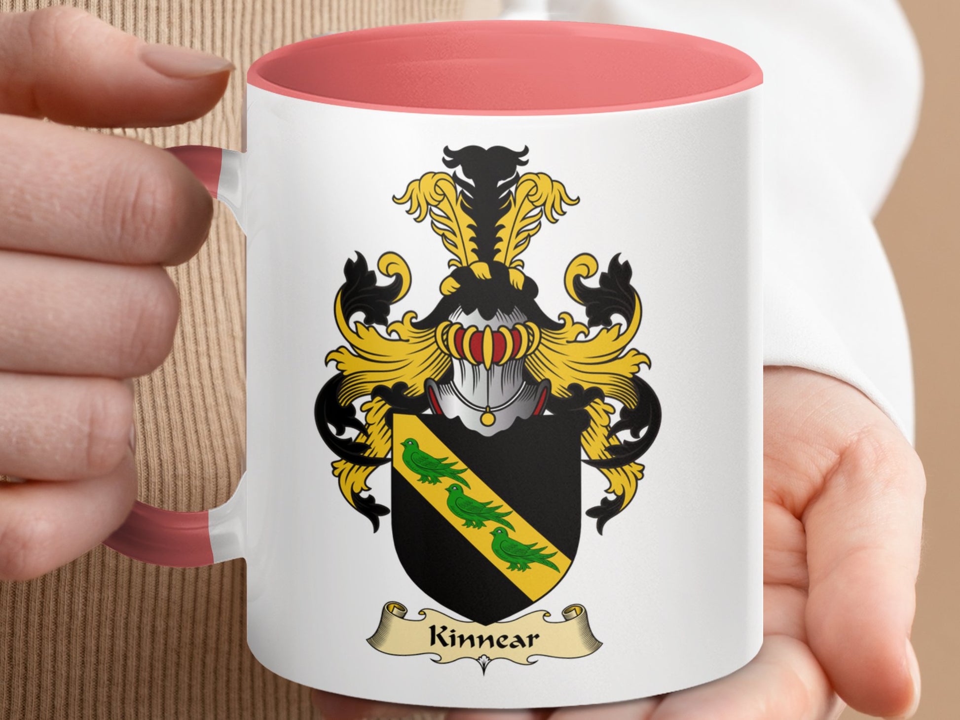 Clan Kinnear Scottish Coat of Arms Accent Mug - Living Stone Gifts