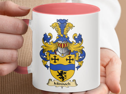 Minnoch Family Crest Coat of Arms Accent Coffee Mug - Living Stone Gifts