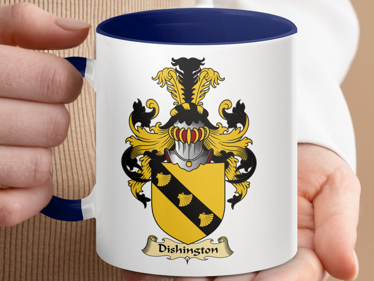 Clan Dishington Scottish Coat of Arms Accent Coffee Mug - Living Stone Gifts