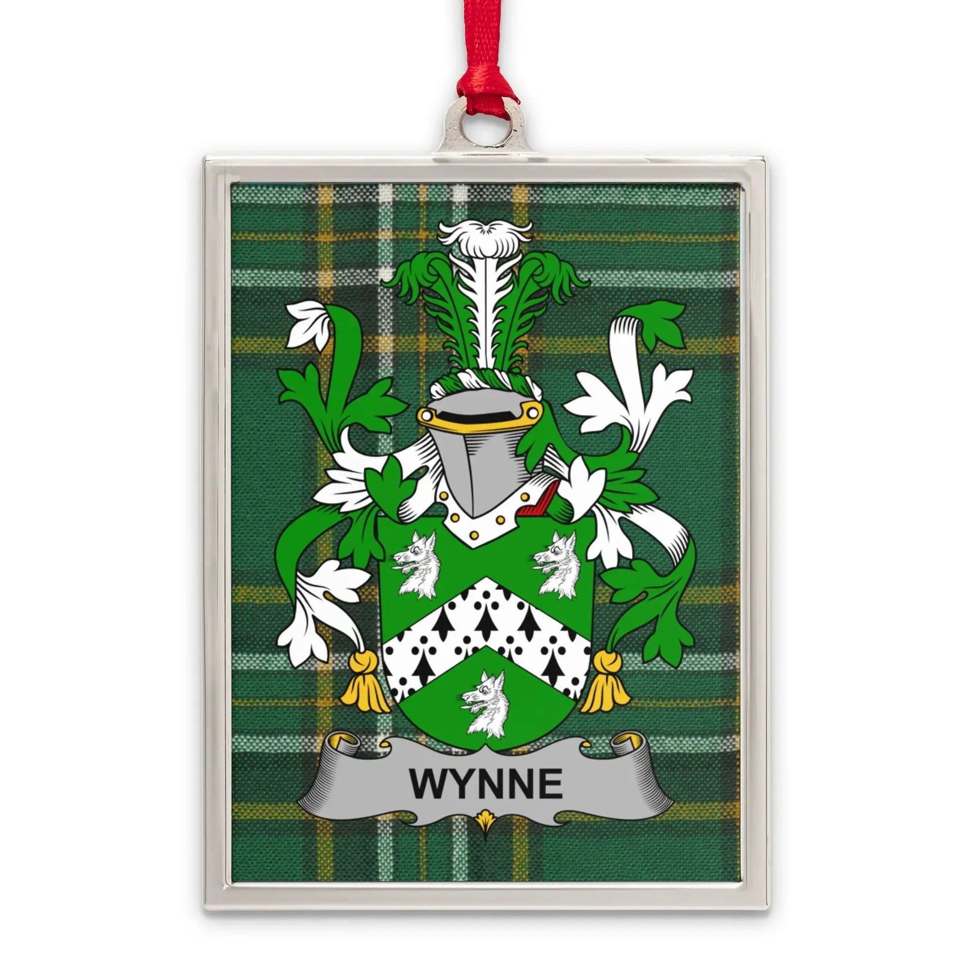 Wynne Family Crest Plaid Background Ornament product