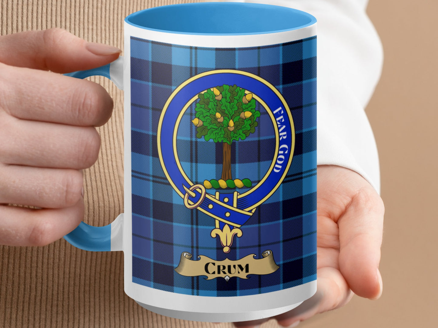 Clan Crum Scottish Clan Tartan with Crest Mug - Living Stone Gifts