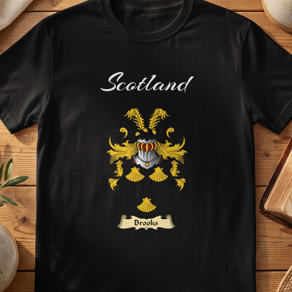 Brooks Scottish family shield T-shirt in Black