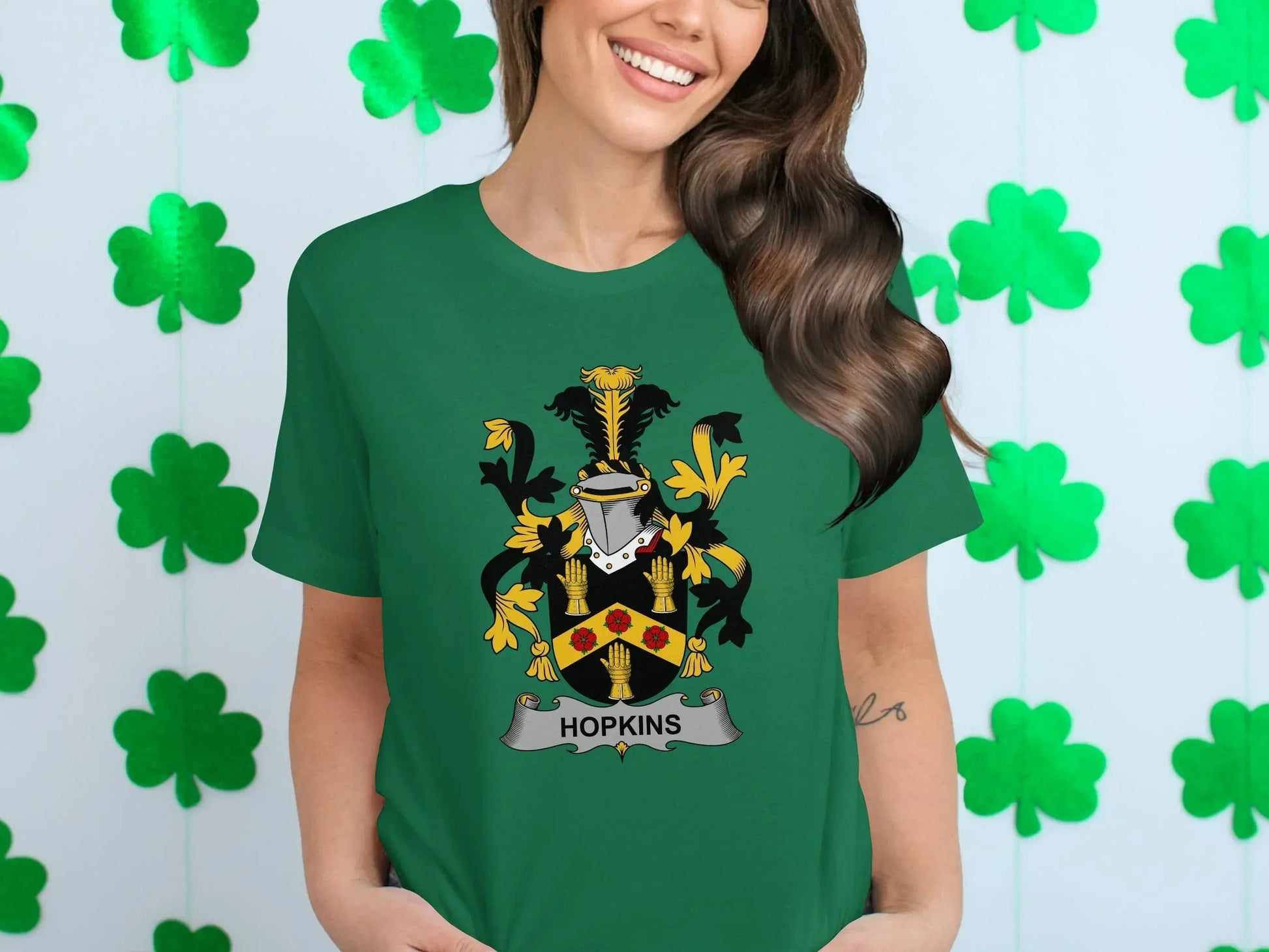 Hopkins Family Crest Design Graphic T-Shirt product type