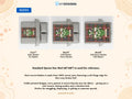 Size guide for MacAdam Scottish family shield woven blanket on a Caledonia tartan background