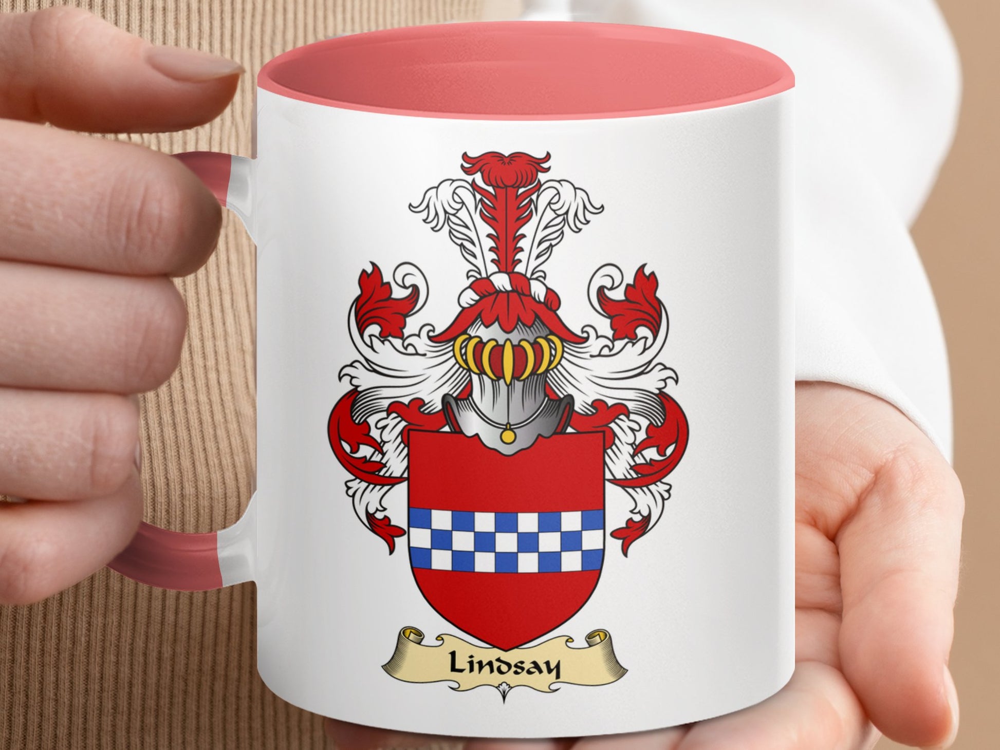 Clan Lindsay Scottish Coat of Arms Accent Mug - Living Stone Gifts