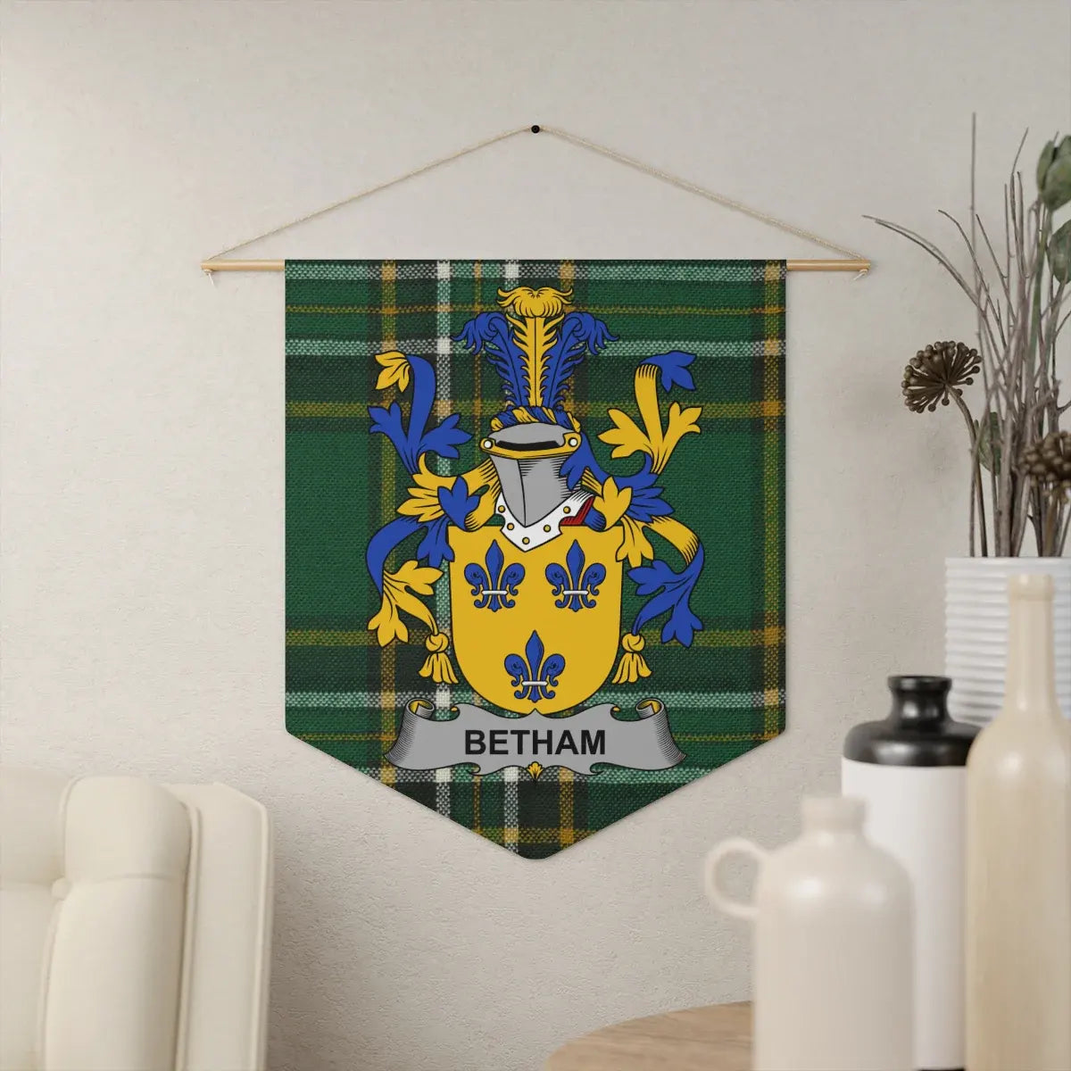 Personalized Family Crest Plaid Tartan Wall Hanging product