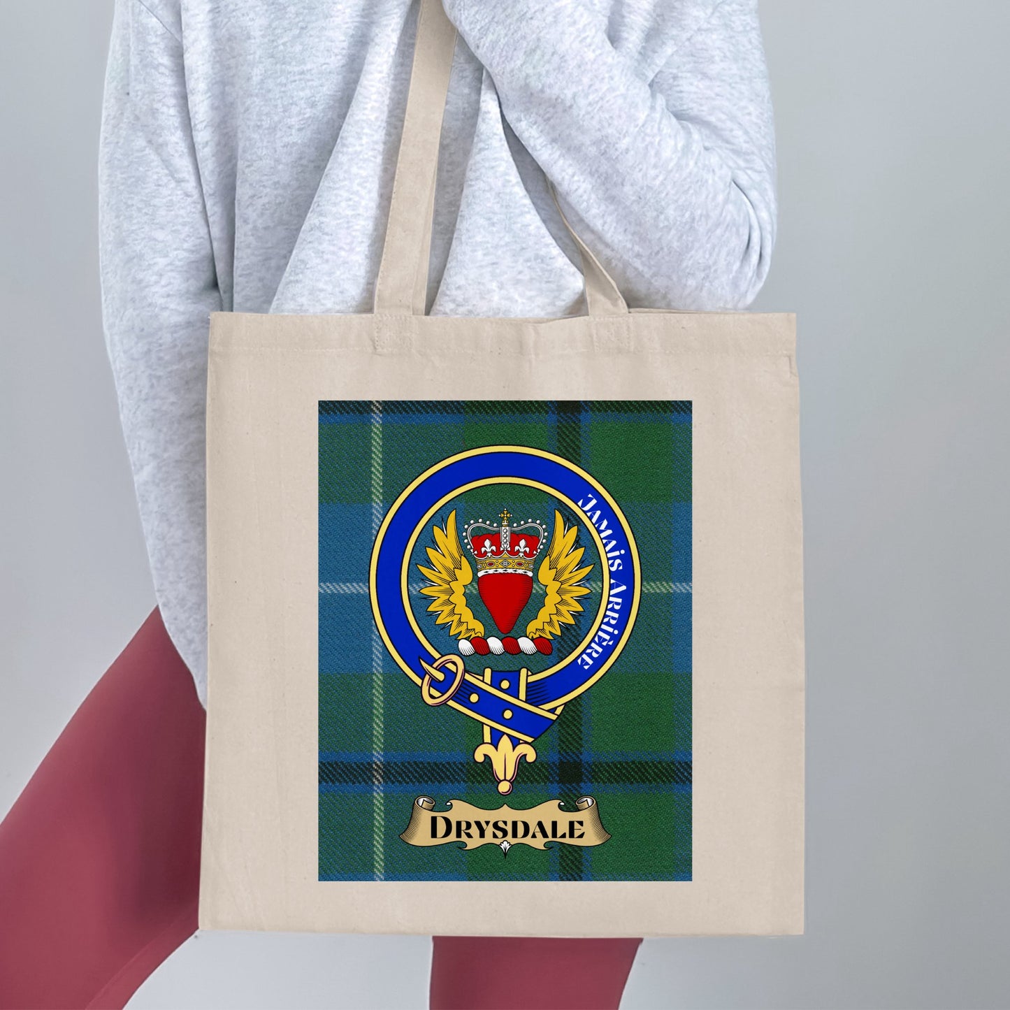 Clan Drysdale Scottish Tartan Crest Tote Bag - Living Stone Gifts