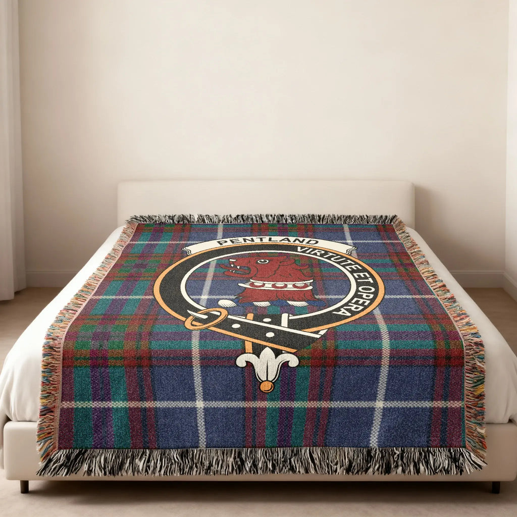 Pentland Virtute Et Opera Tartan Blanket with Crest