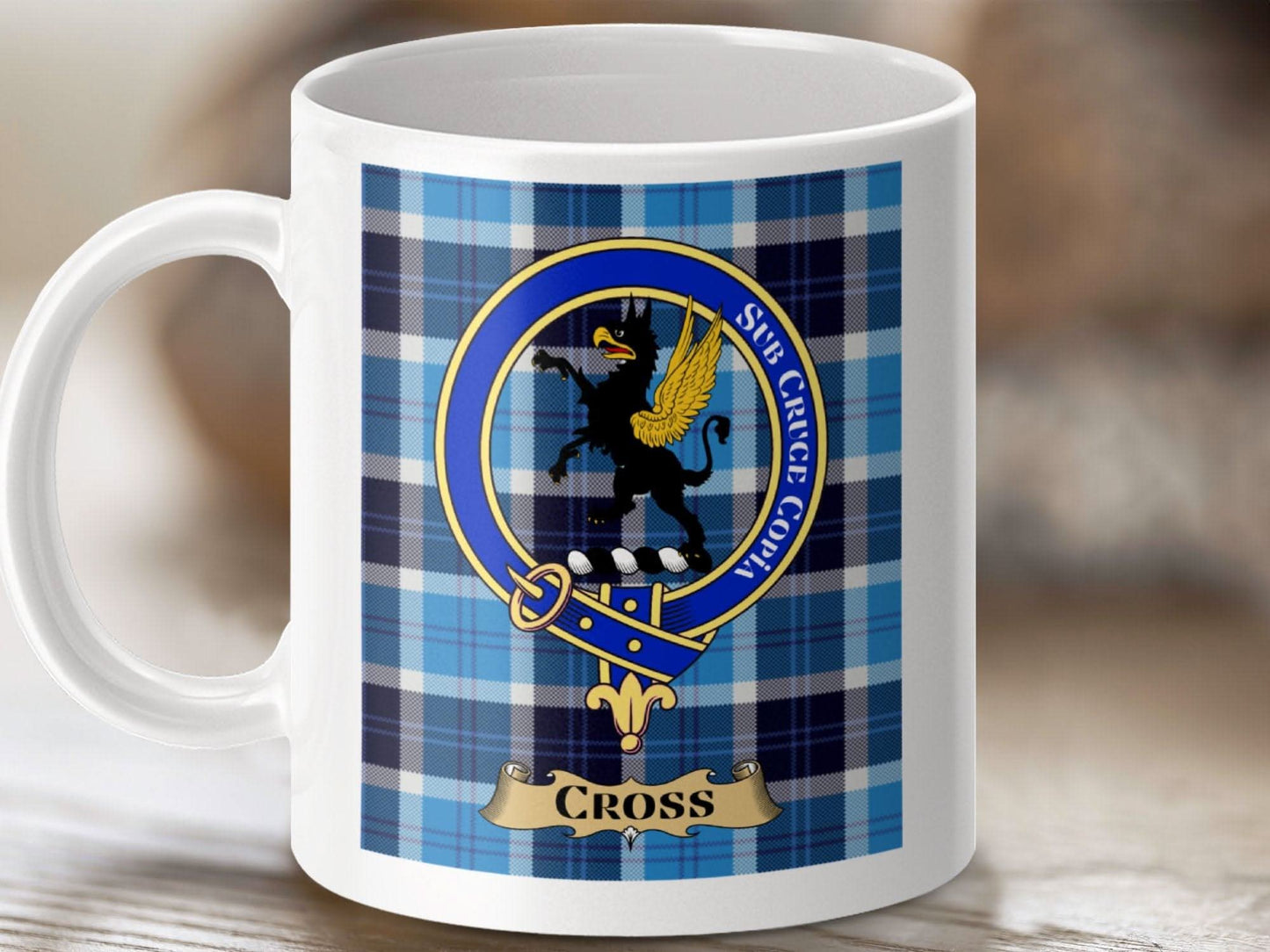 Scottish Clan Crest Mug with Blue Tartan Design product