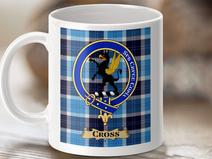 Scottish Clan Crest Mug with Blue Tartan Design product