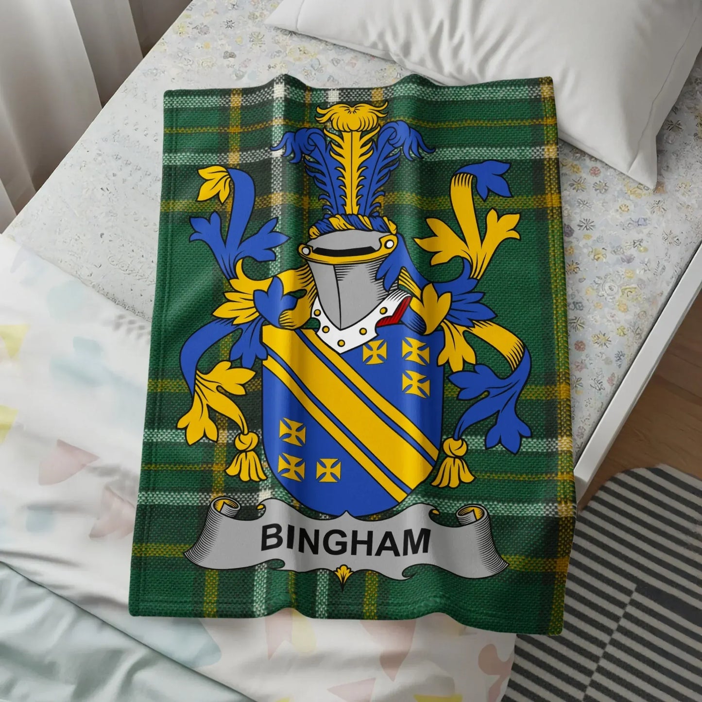 Bingham Family Crest Plaid Design Cozy Blanket product