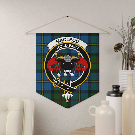 Macleod Clan Scottish Tartan Bear Design Wall Pennant - Celtic Ancestry Gifts