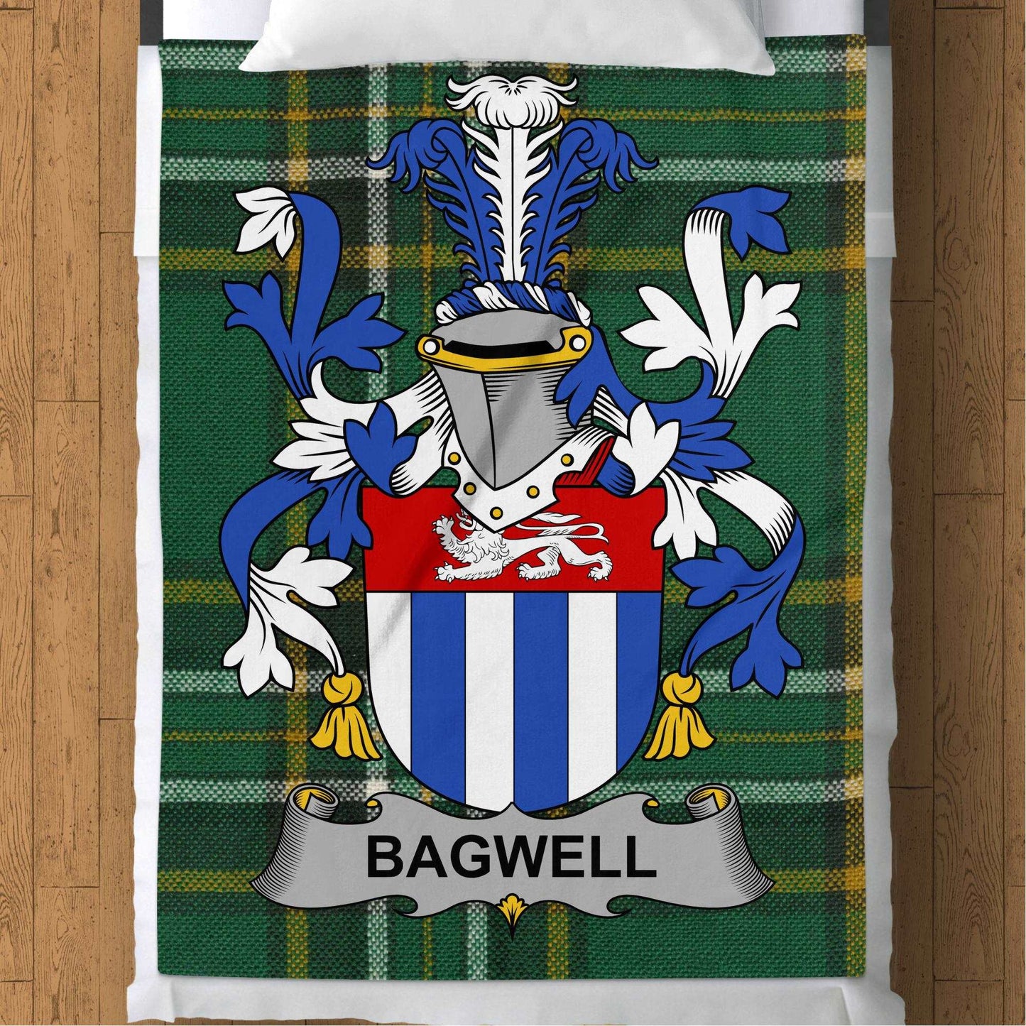 Bagwell Surname Irish Tartan Fleece Throw Blanket - Living Stone Gifts