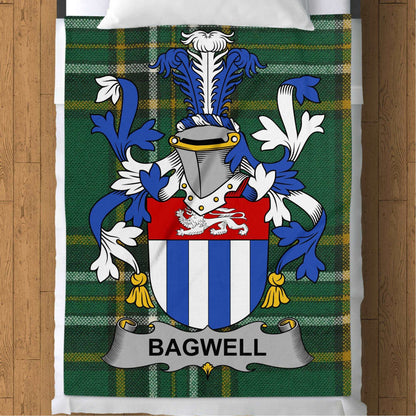 Bagwell Surname Irish Tartan Fleece Throw Blanket - Living Stone Gifts