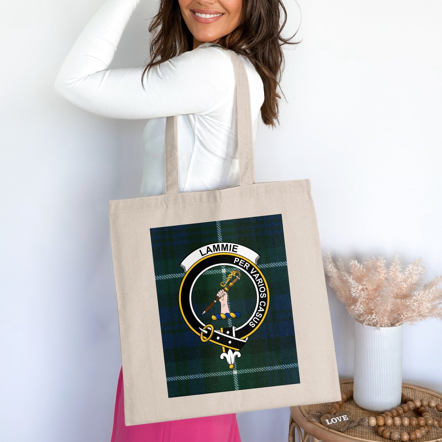 Clan Lammies Scottish Crest Tartan Tote Bag - Living Stone Gifts