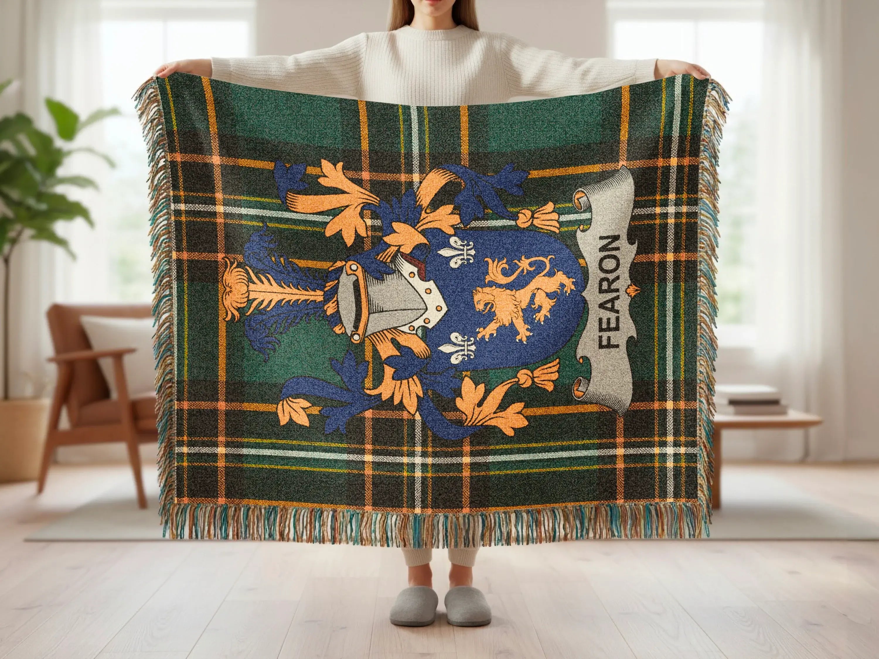 Fearon Family Crest Tartan Plaid Throw Blanket product type