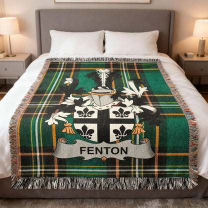 Fenton Family Crest Green Plaid Custom Woven Blanket product type