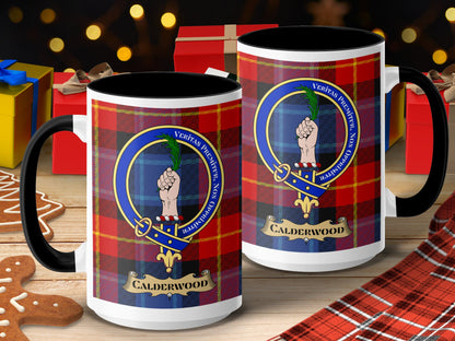 Clan Calderwood Scottish Tartan Crest Mug - Living Stone Gifts