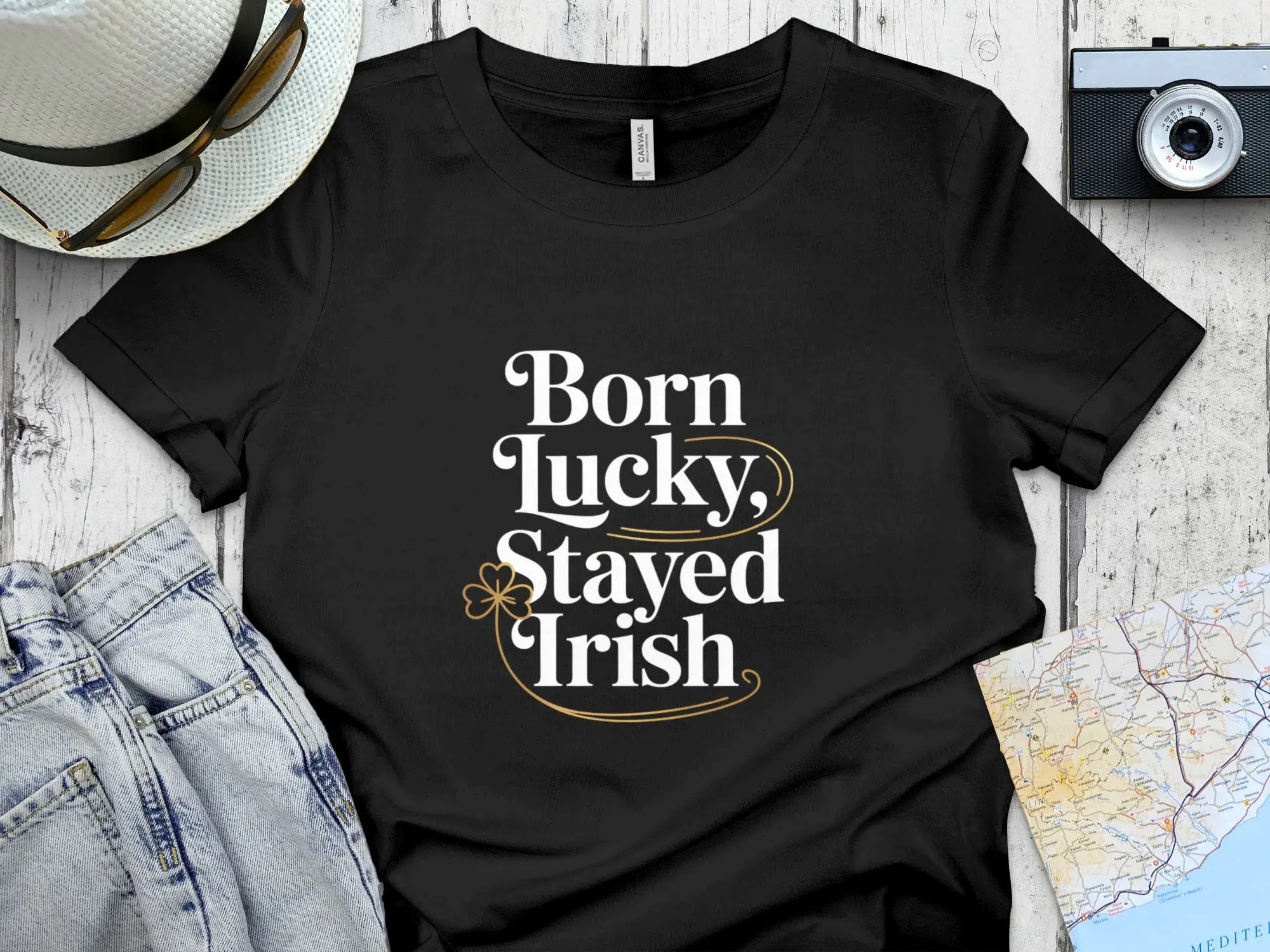 Born Lucky Stayed Irish Graphic Tee