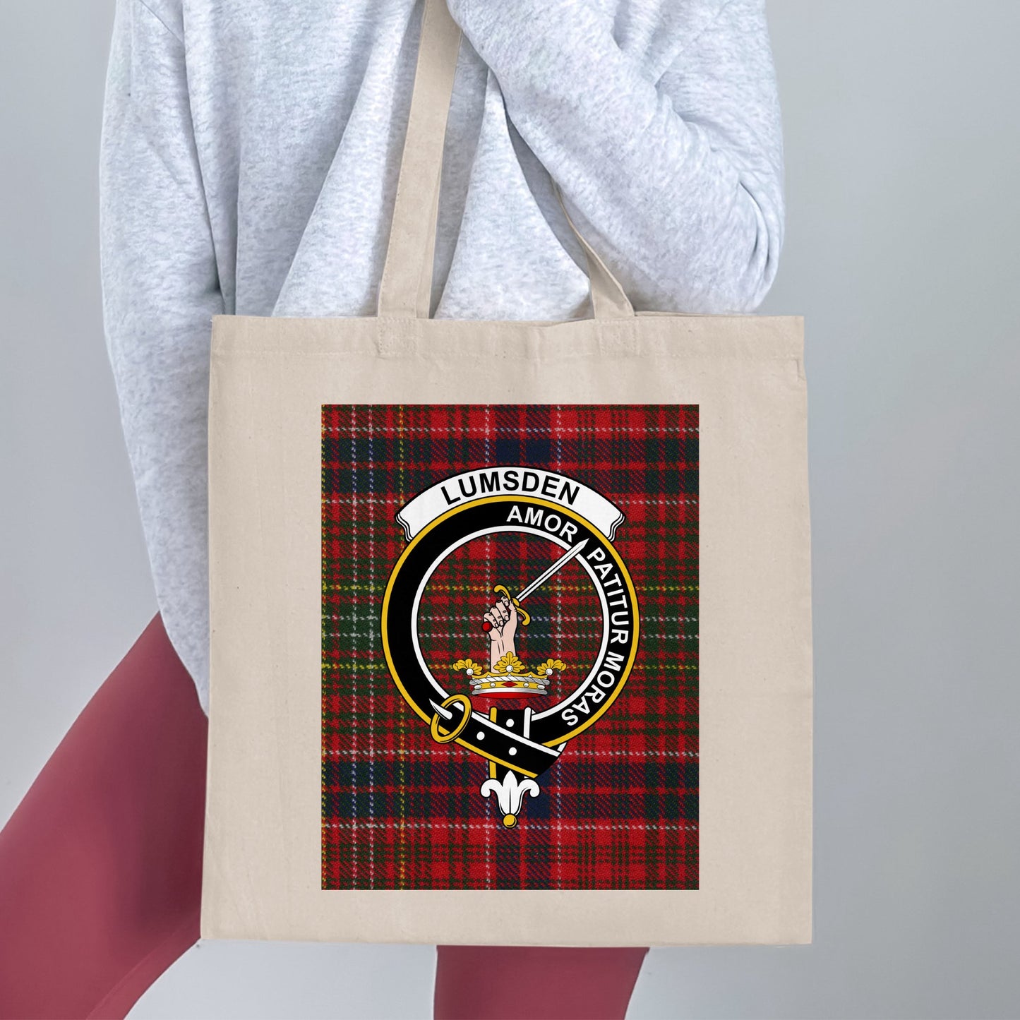 Clan Lumsden Amor Patitur Scottish Crest Tartan Tote Bag - Living Stone Gifts