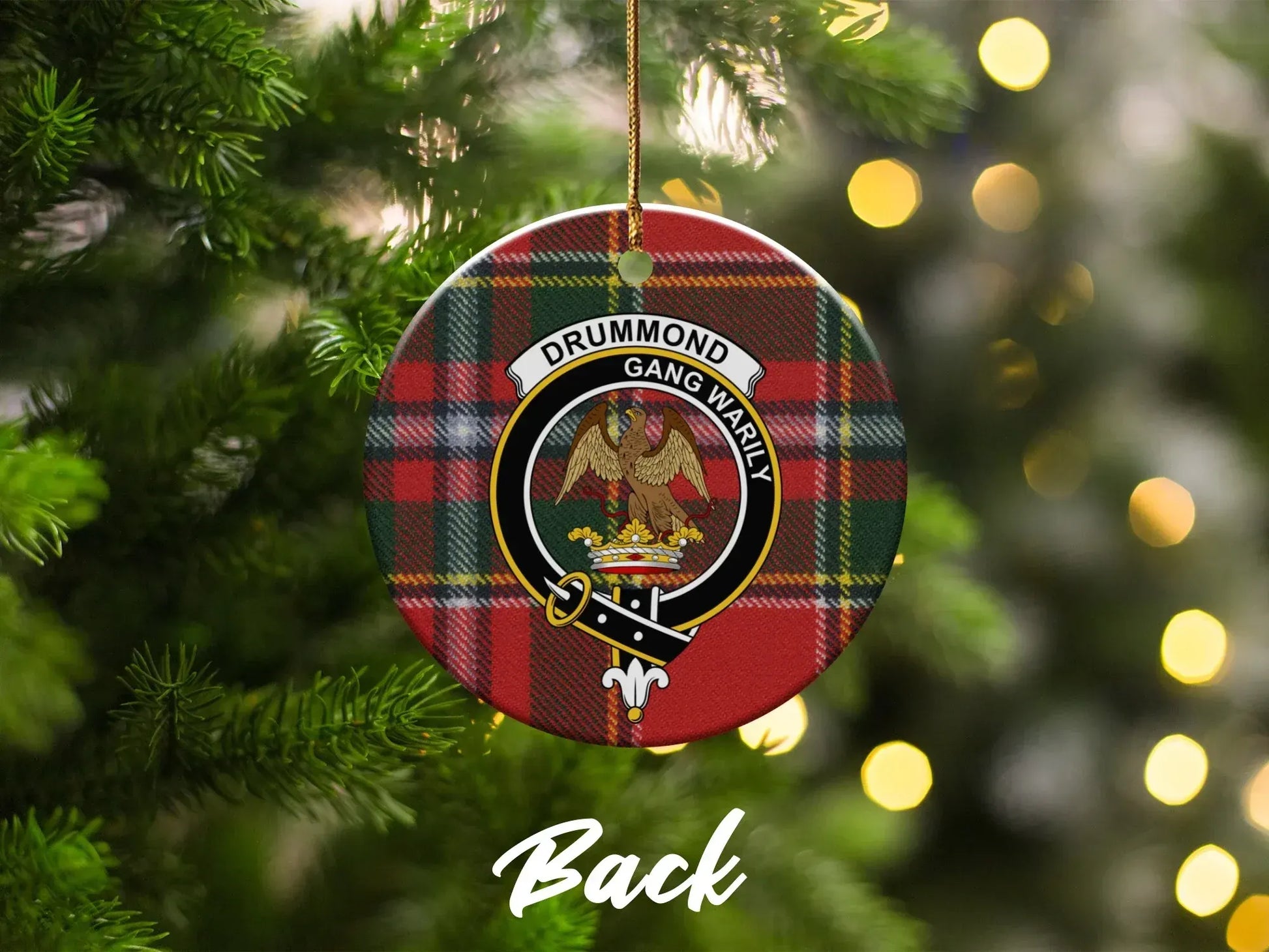 Drummond Gang Warily Crest Tartan Christmas Ornament
