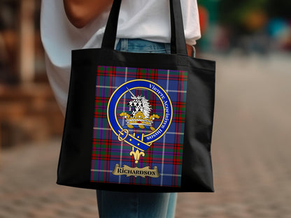 Scottish Clan Crest Richardson Tartan Tote Bag - Living Stone Gifts