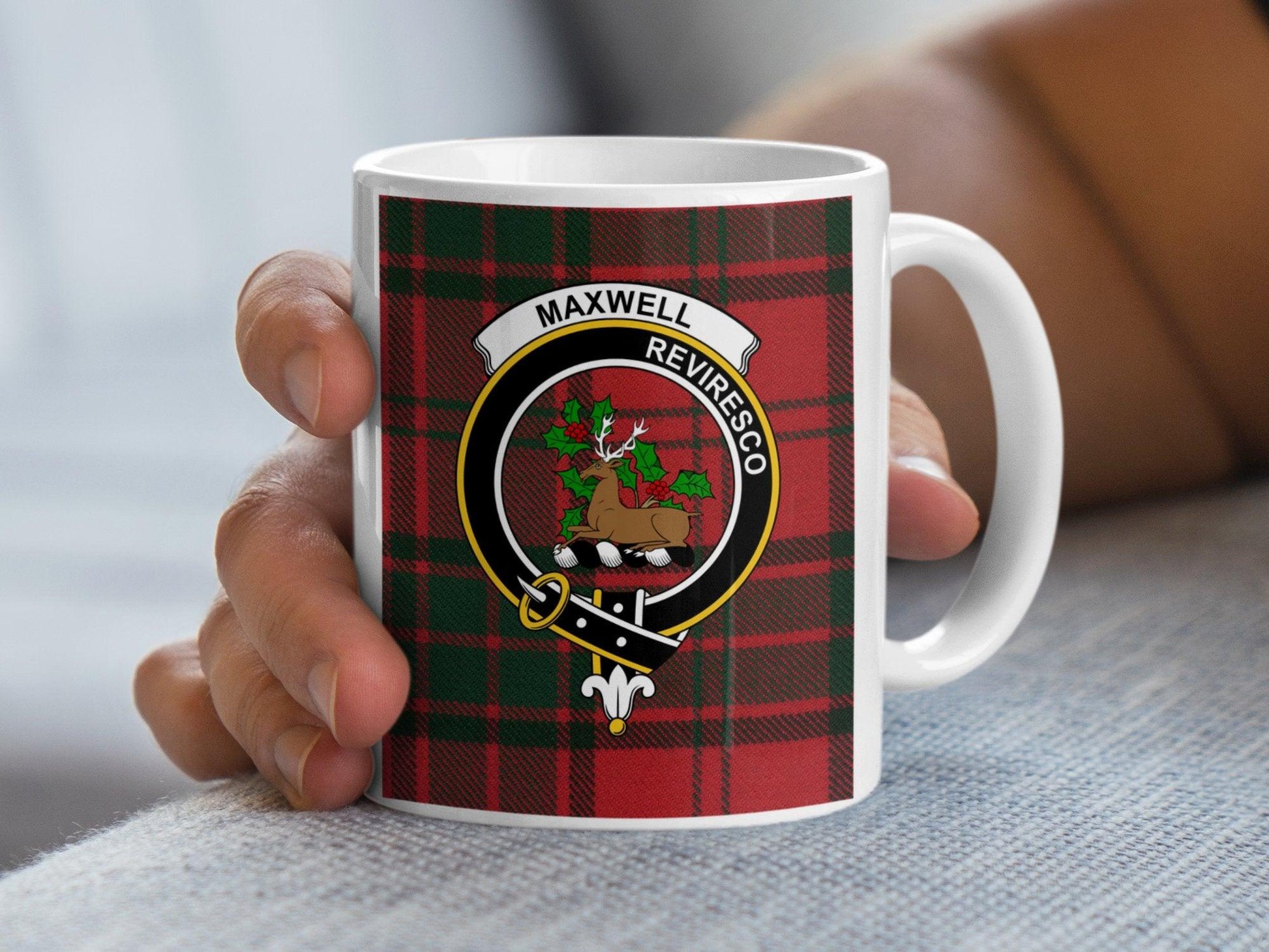 Maxwell Scottish Clan Crest Tartan Mug - Living Stone Gifts