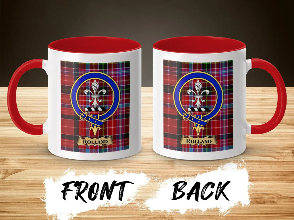 Rolland Family Crest Plaid Design Coffee Mug