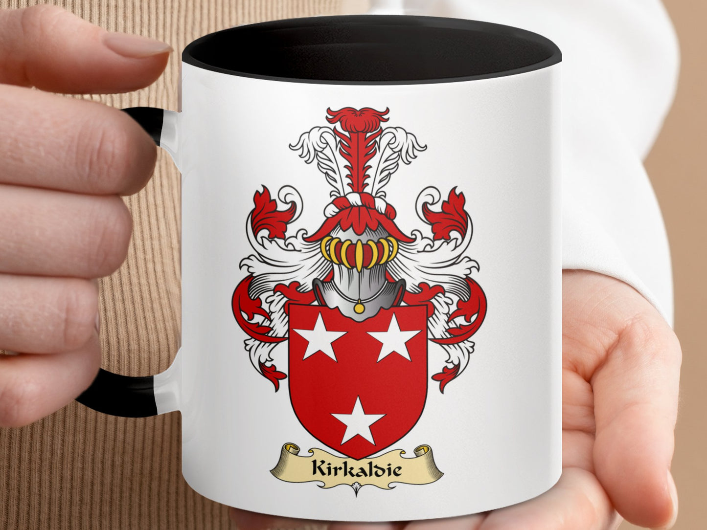 Clan Kirkaldie Scottish Coat of Arms Accent Mug - Living Stone Gifts