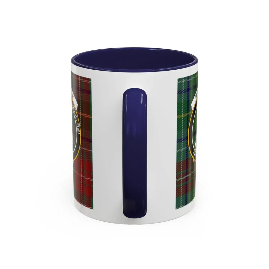 Muirhead Auxilio Dei clan tartan pattern on ceramic accent mug — blue handle colourway
