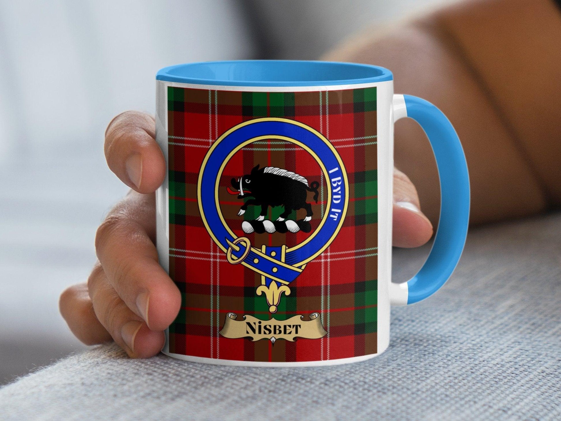 Nisbet Clan Crest Tartan Mug for Scottish Heritage Lovers - Living Stone Gifts